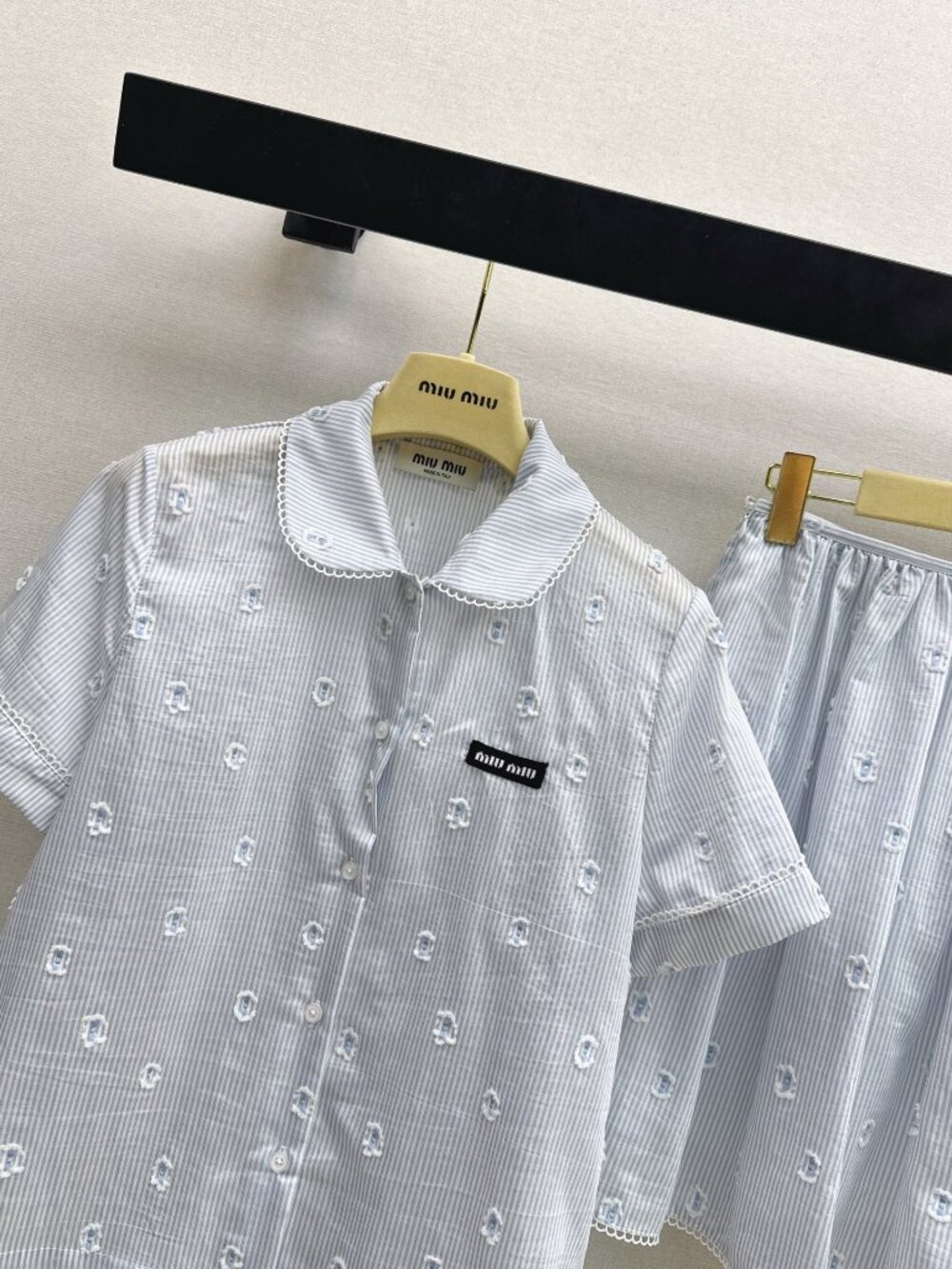 Miu Miu blue blouse short-sleeved short skirt set - Picture 3 of 8